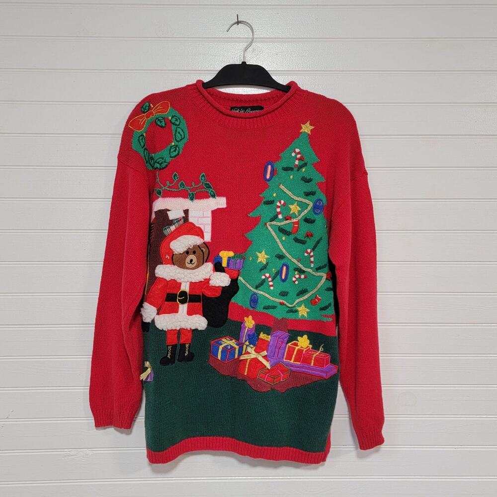 WIP Gladys Bagley Vintage 90s Holiday Christmas Roll Crewneck Sweater Teddy Bear